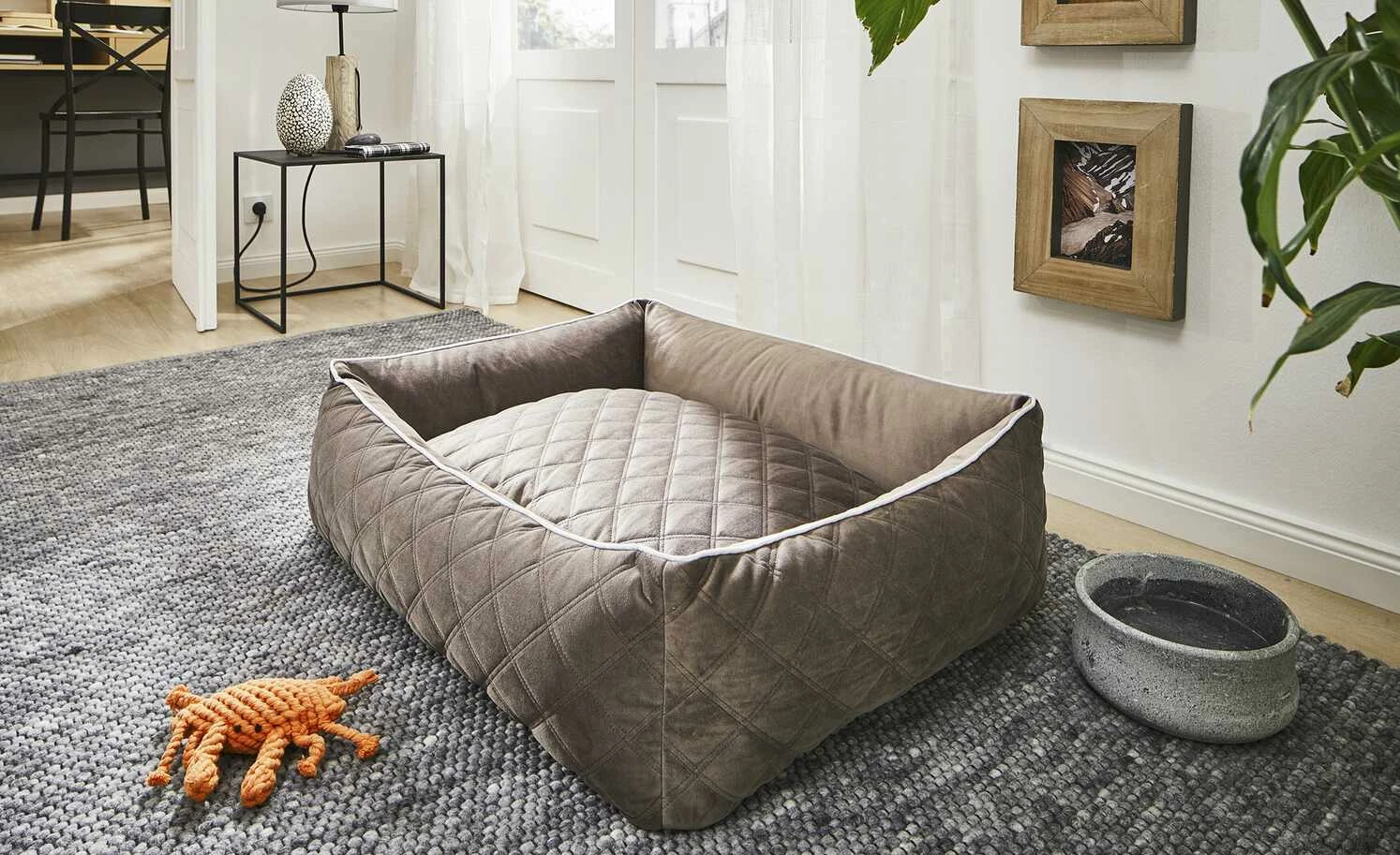 LABONI Hundebett Samt Classic | Stone (Grau) M 4 LABONI Hundebett Samt Classic | Stone (Grau) M – Bild 2