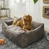 LABONI Hundebett Samt Classic | Stone (Grau) M