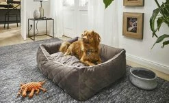 LABONI Hundebett Samt Classic | Stone (Grau) L